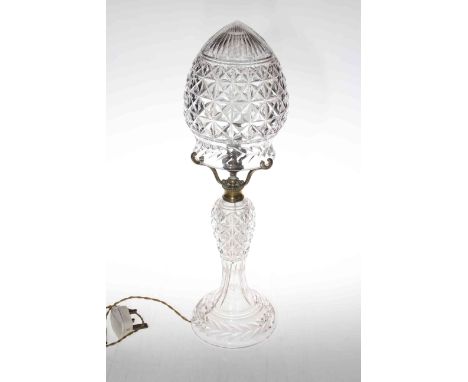 Crystal glass table lamp and shade, 50cm.