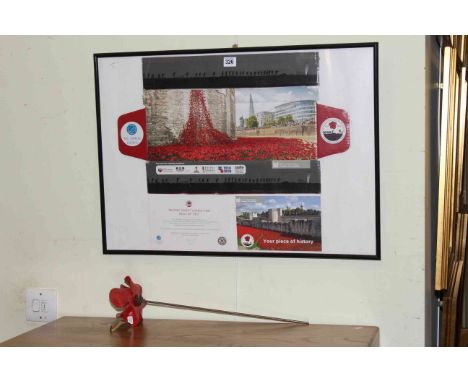 Paul Cummins, Blood Swept Lands and Seas of Red ceramic poppy with framed related ephemera.