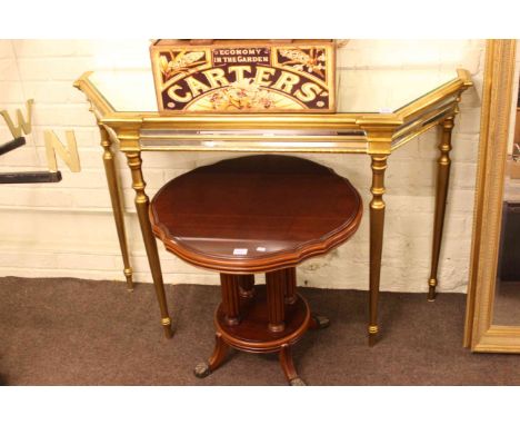 Mirrored and gilt breakfront console table and circular shaped top occasional table (2).