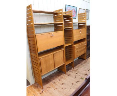 Vintage teak Staples Ladderax wall unit, 201cm by 232cm.