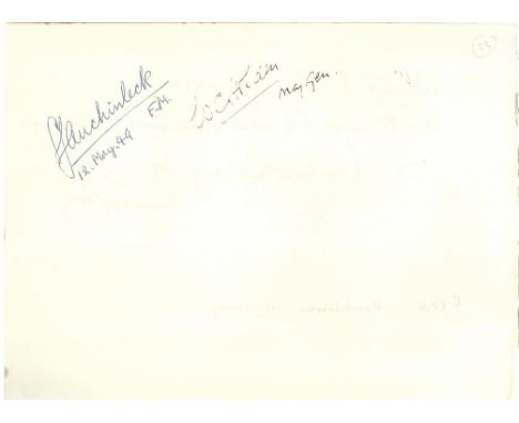 Field Marshall Auchinleck & Majr Gen W Holden signed vintage autograph album page. Good condition 