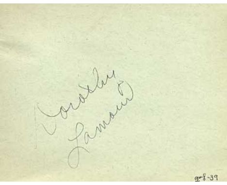 Dorothy Lamour signed vintage autograph album page. Good condition 