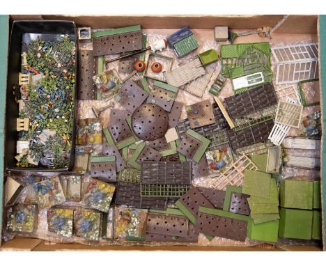 Quantity of lead Britains Floral Garden, to include Flower beds, with flowers and vegetables, Green house, Fences, Bench, law