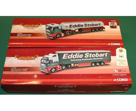 2 modern Corgi  "Hauliers of Renown" series articulated trucks. MAN TG-X (XL) Fuel Tanker (CC15207). Plus a Volvo FH Facelift