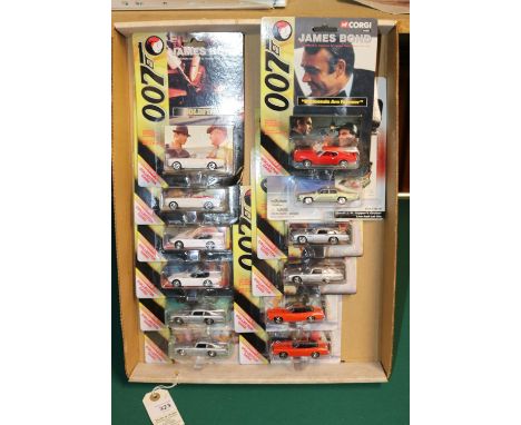 12 James Bond Corgi junior size models and 1 Johnny Lightning, Lot includes 2x Thunderball Aston Martin, 2x You Only Live Twi