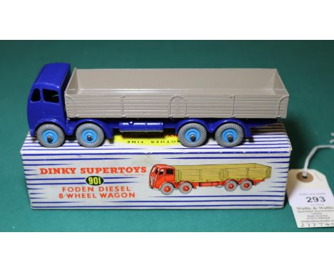 A rare Dinky Supertoys Foden Diesel 8-Wheel Wagon (901).  A second type (FG) example with dark blue cab and chassis with hook