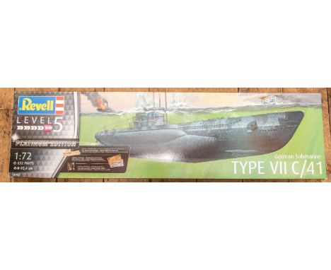 Revell 1:72 scale model kit, Level 5 Platinum edition. German Submarine Type V11 C/41. Contains 832 parts. As new and unopene