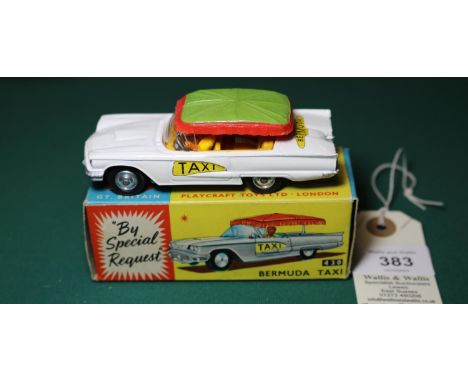 Corgi Toys Bermuda TAXI (430). A Ford Thunderbird in white with deep yellow/silver interior, complete with driver, TAXI to do