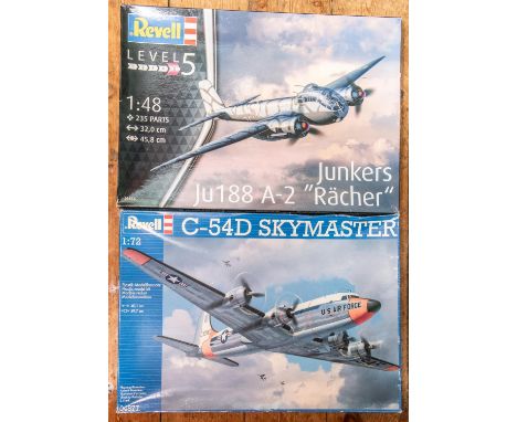 2X Revell model kits, 1:48 scale Level 5, JU188 A-2 Junkers" Racher", Containing 235 parts, Together with a 1:72 scale C-54D 