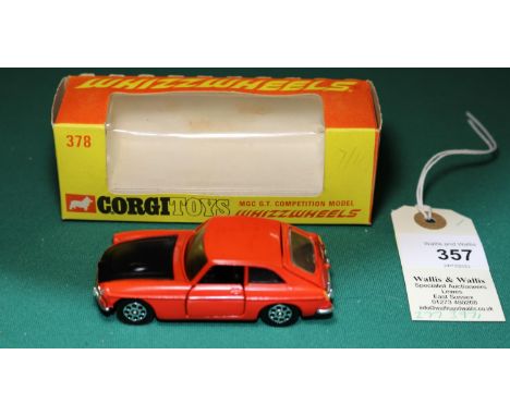 Corgi Whizzwheels MGC GT Competition Model (378). In red with black bonnet and black interior. Boxed, 9/10, very minor wear o