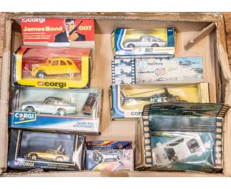 7 Corgi James Bond Related models, To include Citroen 2CV "For Your Eyes Only" 1981 issue with hearder card,   Stromberg Heli