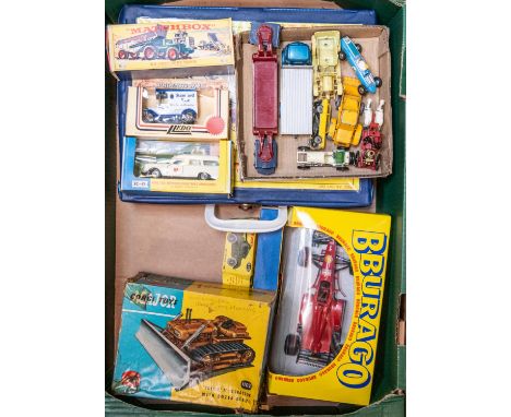 Quantity of various makes, Includes Corgi 1102 Euclid TC12 tractor with Dozerblade, Matchbox K-2 Dart dump truck, Matchbox K-