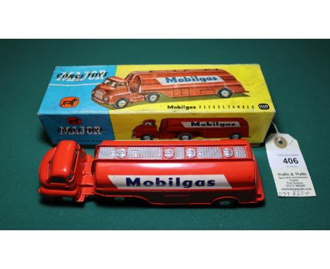 Corgi Major Toys Mobilgas Petrol Tanker (1110). Tractor unit a Bedford 'S' Type example with tanker trailer, in red Mobilgas 