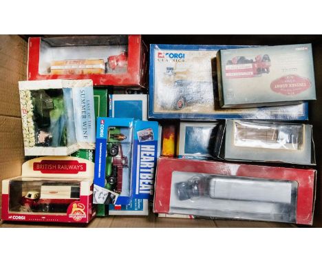 22x Corgi OOC buses and coaches (including 2x 2-vehicle sets). Including; Lancashire Holiday set. Plaxton Excalibur, WA. AEC 