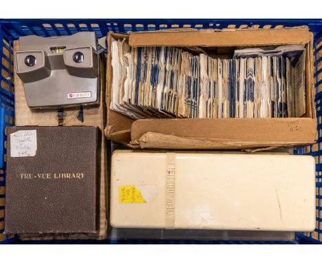 An extensive Collection of vintage view master viewers and reels, 2x 1960s plastic cases each  containing a quantity of reels