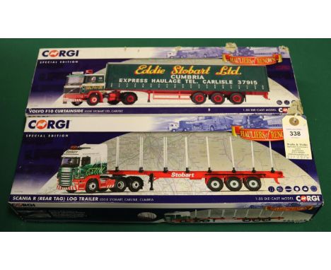 2 modern Corgi Special Edition "Hauliers of Renown" series articulated trucks. Scania R (Rear Tag) Log Trailer, (CC13742). Pl