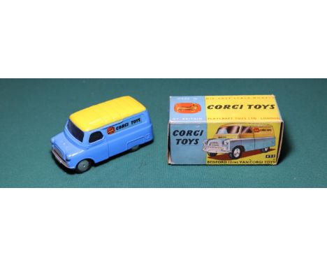 Corgi Toys Bedford 12CWT Van "CORGI TOYS" (422). A rare example in blue with yellow roof, flat spun wheels and black rubber t