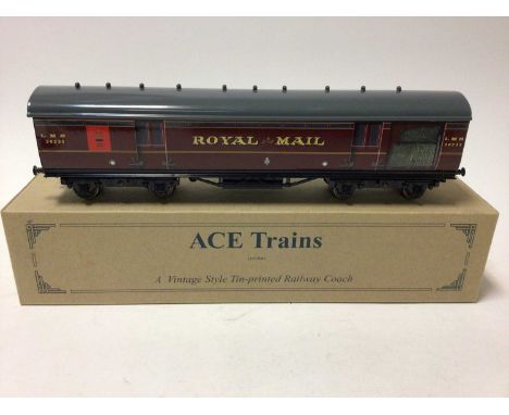 Ace Trains Vintage O gauge BR Mk1 Coach, plus Vinatge Tin Printed LMS 1930's TPO coach, both in original boxes (2)