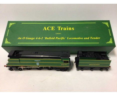 Ace Trains O gauge SR lined Malachite green 4-6-2 Bullied Pacific 'Tangmere' locomotive and tender 21C167, in original box