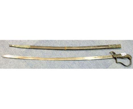 German Imperial WWI Parade sword with leather scabbard. Blade bent and scabbard split. P&amp;P Group 3 (£25+VAT for the first