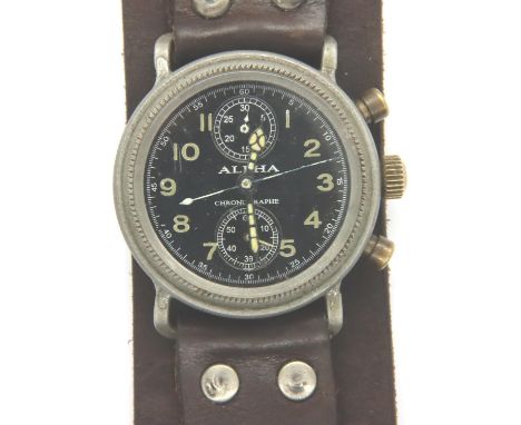 Oberleutenant Hans-Joachim Marseille (KIA 1942), an Alpha Third Reich period chronograph wristwatch, inscribed to Marseille v