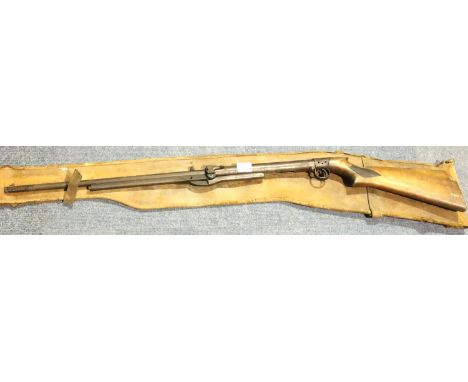 BSA pre-war model underlever air rifle carved walnut stock, numbered, 550345 with leather bag. P&amp;P Group 3 (£25+VAT for t
