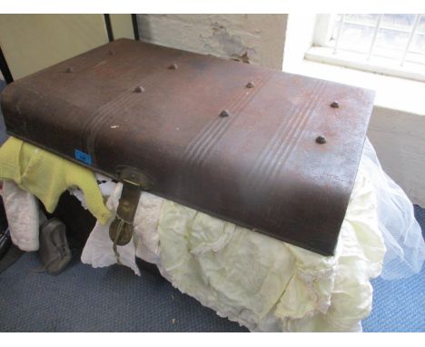 An early 20th century metal trunk by the Steel and Japanned Travelling Trunk Company A/F 