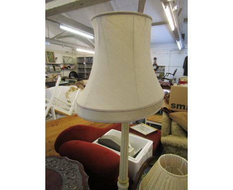 An Edwardian inlaid mahogany oval wall mirror, converted from a dressing table mirror, a white painted standard lamp with fab