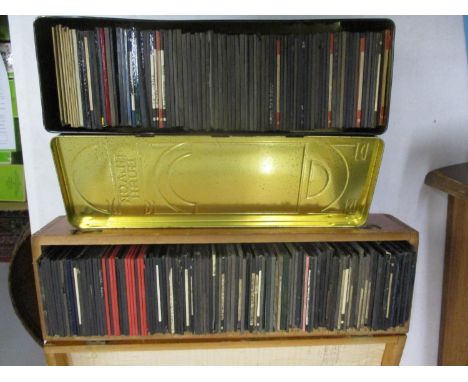 Two boxes of Lantern slides late 19th and early 20th century diverse group of subject matter to include street views and peop