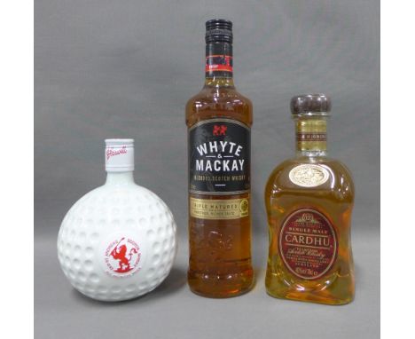 Old St Andrews Scotch Whisky, Cardhu 12 year old single malt and Whyte &amp; Mackay whisky (3) 
