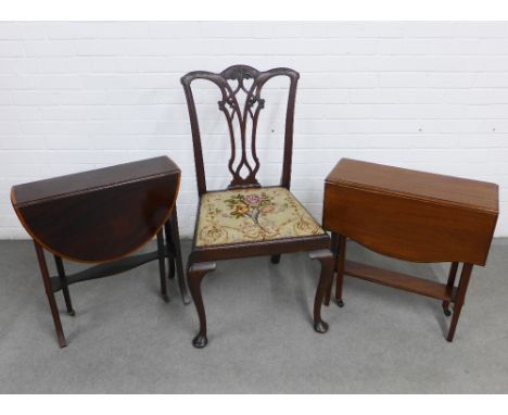 Mahogany Chippendale style chair and two early 20th century Sutherland tables (3) 
