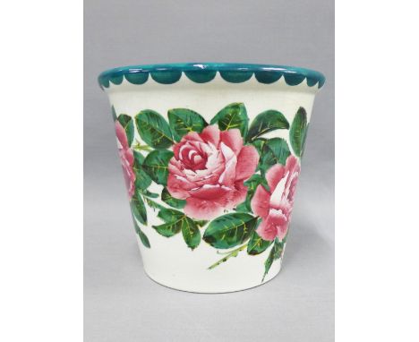 Wemyss planter  in the  cabbage rose pattern, (a/f) 16cm 