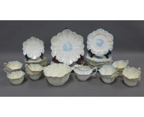 Foley Wileman blue and white china teaset, 12 place setting with one cup lacking