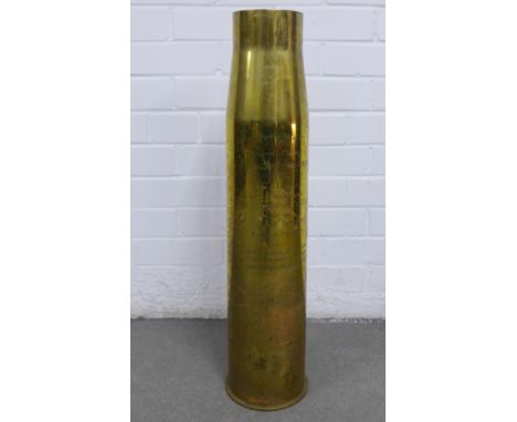 Brass shell case for use as a stick stand, inscribed 'presented to The Minister of Supply, Rt Hon Andrew Duncan, to mark the 