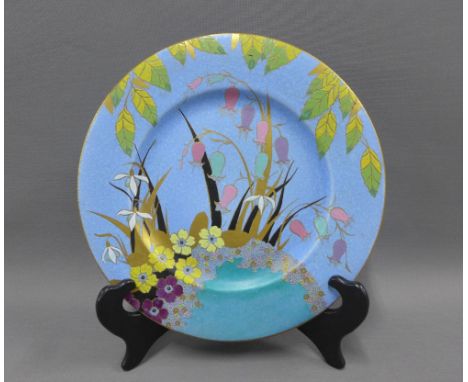 Carlton ware Art Deco plate in Hedgerow pattern designed by Violet Elmer, printed factory marks, 27cm 