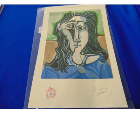 A Picasso, head of woman, XI, rare signed proof print, ref 413/HB, 29.5 x 19.5cm