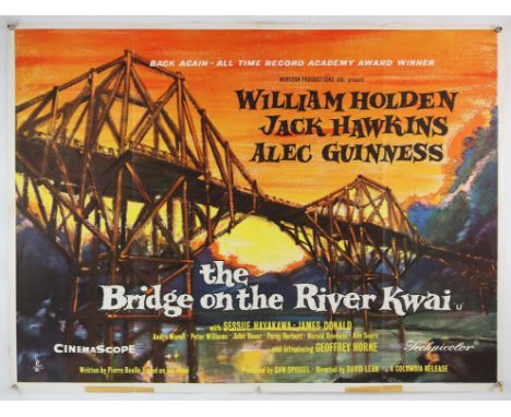 The Bridge on the River Kwai (R-1963) British Quad film poster, Academy Award release, folded, 30 x 40 inches. 