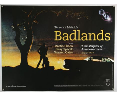 Badlands (R-2008) British Quad film poster, BFI release, written and directed by Terrence Malick, rolled, 30 x 40 inches. 