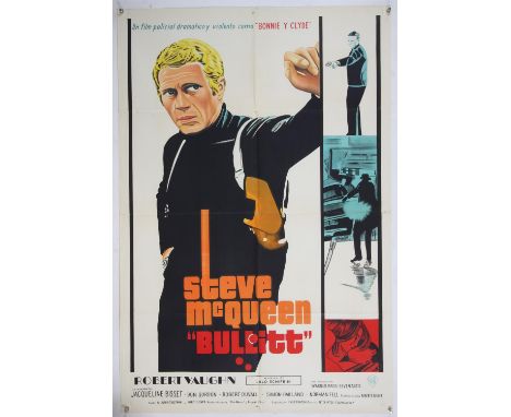 Bullitt (R-1970's) Argentinian One Sheet film poster, starring Steve McQueen, folded, 29 x 41 inches. 