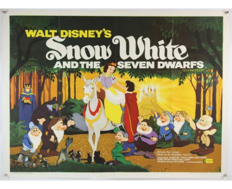Walt Disney's Snow White and the Seven Dwarfs (R-1970s) British Quad film poster, folded, 30 x 40 inches. 