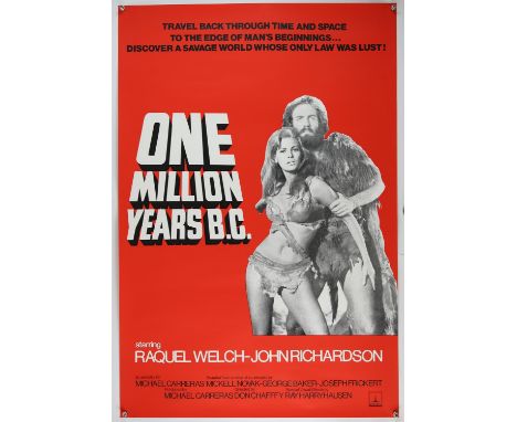 One Million Years B.C. (R-1980's) UK One Sheet film poster, starring Raquel Welch, rolled, 27 x 40 inches. Condition Report: 