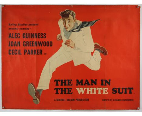 The Man in the White Suit (1951) British Quad film poster, Michael Balcon production starring Alec Guinness, artwork by S. Jo