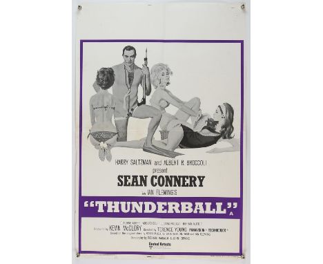 James Bond Thunderball (R-1970's) British Double Crown film poster, starring Sean Connery, United Artists, folded, 20 x 30 in