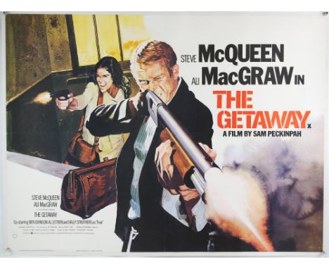 The Getaway (R-1979) British Quad film poster, artwork by Arnaldo Putzu, starring Steve McQueen, linen backed, 30 x 40 inches