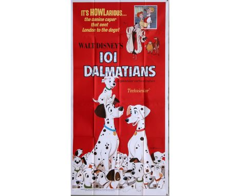 101 Dalmatians (R 1969) US Three Sheet film poster, folded, 41 x 79 inches. 