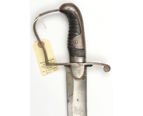 A 1796 pattern light cavalry troopers sword, curved, shallow fullered blade 32½” with inspector’s stamp at forte and marked “