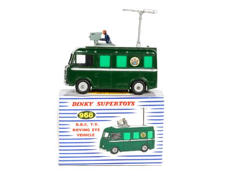 Dinky Supertoys BBC TV Roving Eye Vehicle (968). Dark green body, BBC crest, camera and aerial. Boxed with inner packing piec