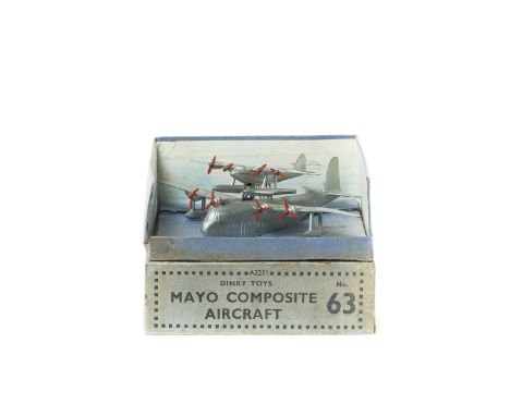 A rare 1930s Dinky Toys Mayo Composite Aircraft (No.63). Comprising a MAIA flying boat GA-DHK and a Mercury seaplane GA-DHJ f