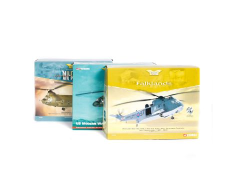 5 Corgi Aviation Archive helicopters.  A Westland Sea King HAS2 825 Sqn R.N. Falklands AA33401. Sikorsky SH-3D Sea King HS-4 