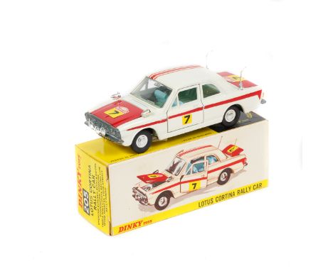 Dinky Toys Lotus Cortina Rally Car (205). A Mk.2 Cortina in white with red bonnet and boot, red stripes to roof and flash to 